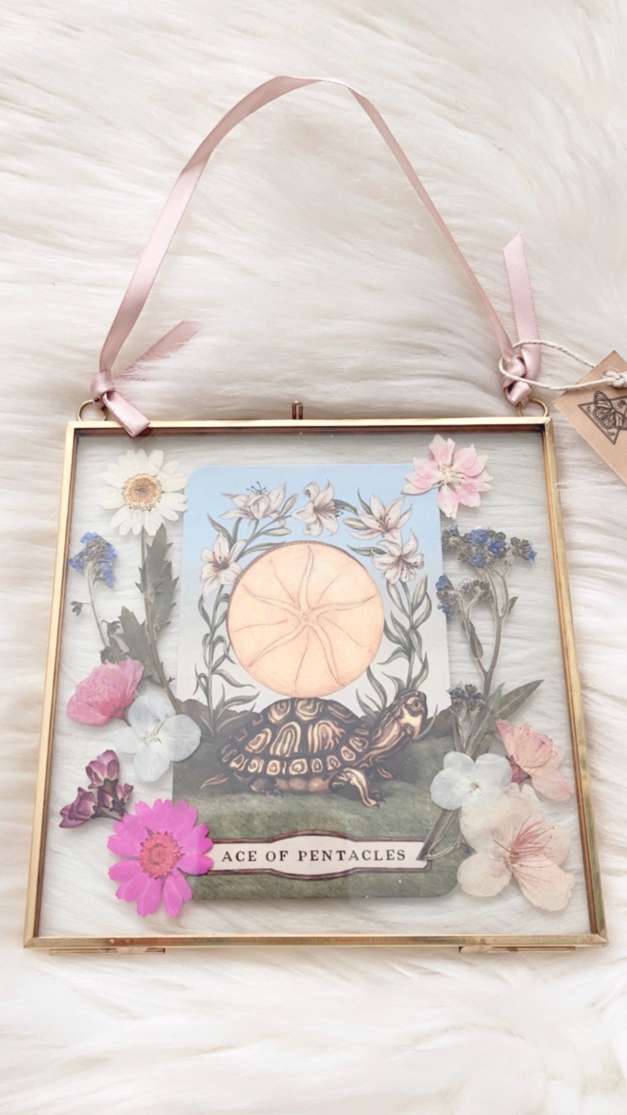 Ace of Pentacles Tarot Floral Frame