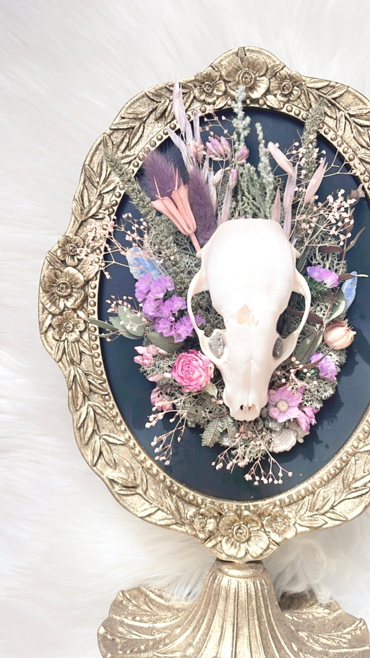 Aurora Oddities Floral Frame Stand <Raccoon Skull>