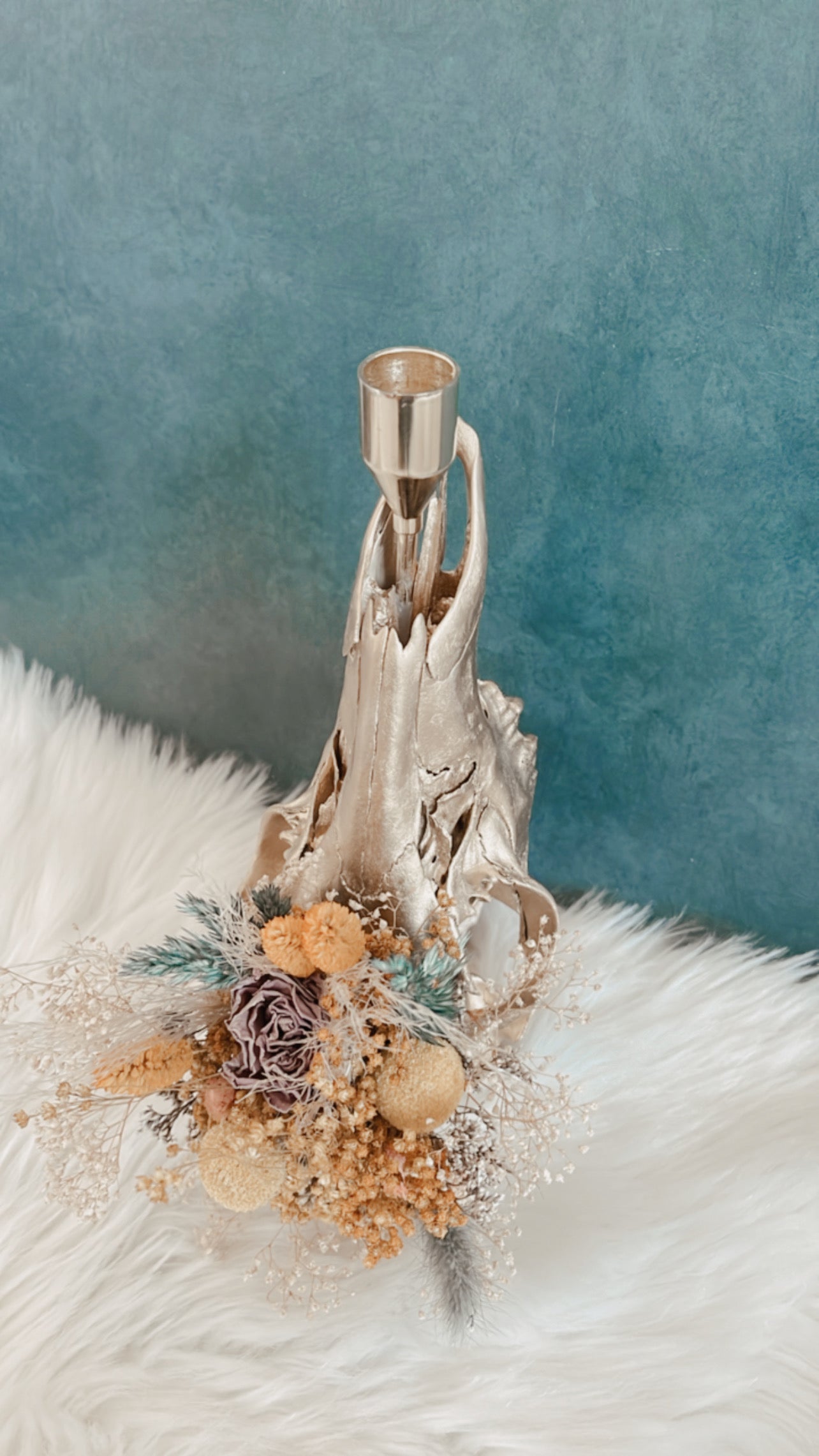 Kellani Deer Skull Candlestick Holder