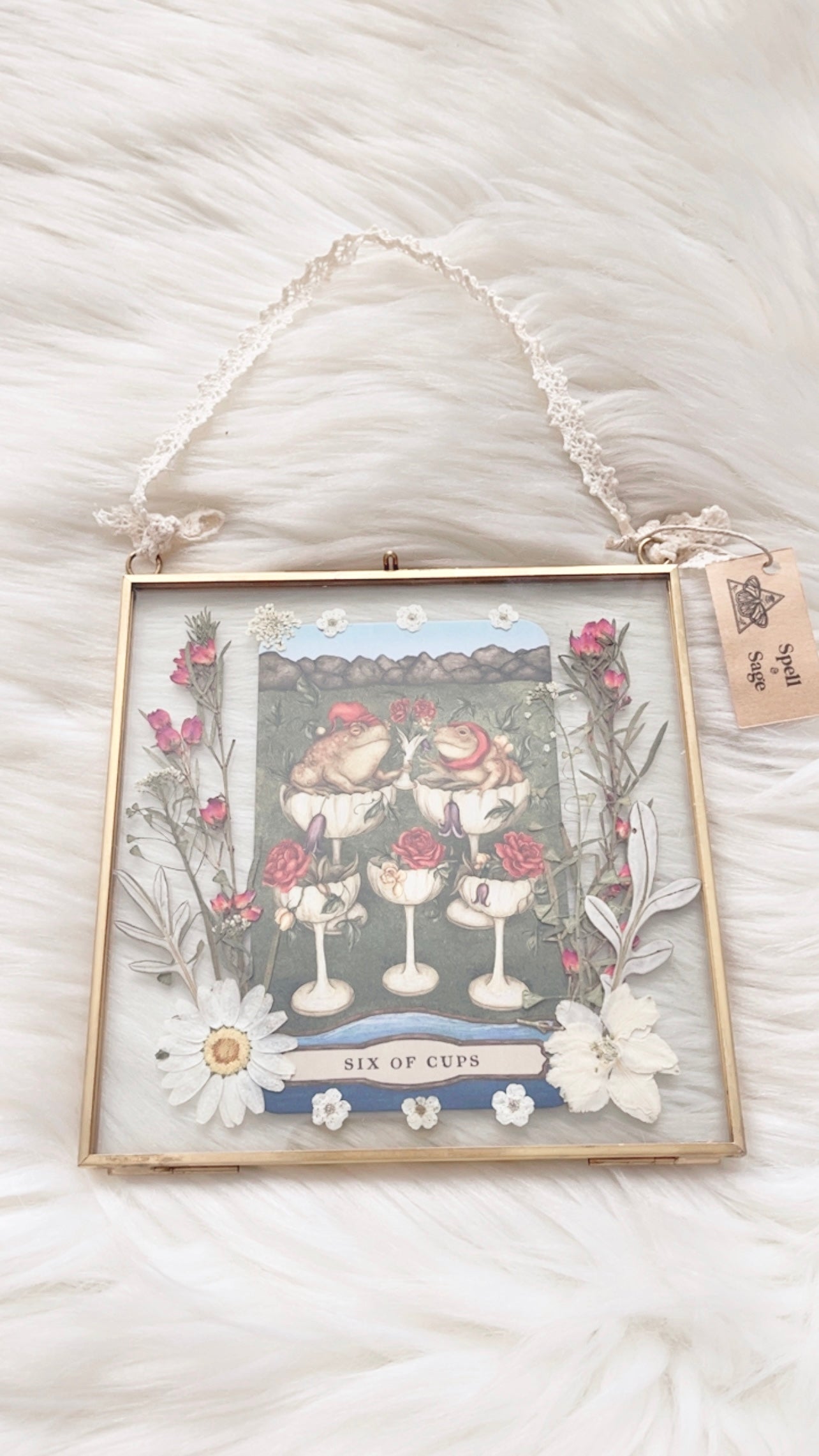 Six of Cups Tarot Floral Frame