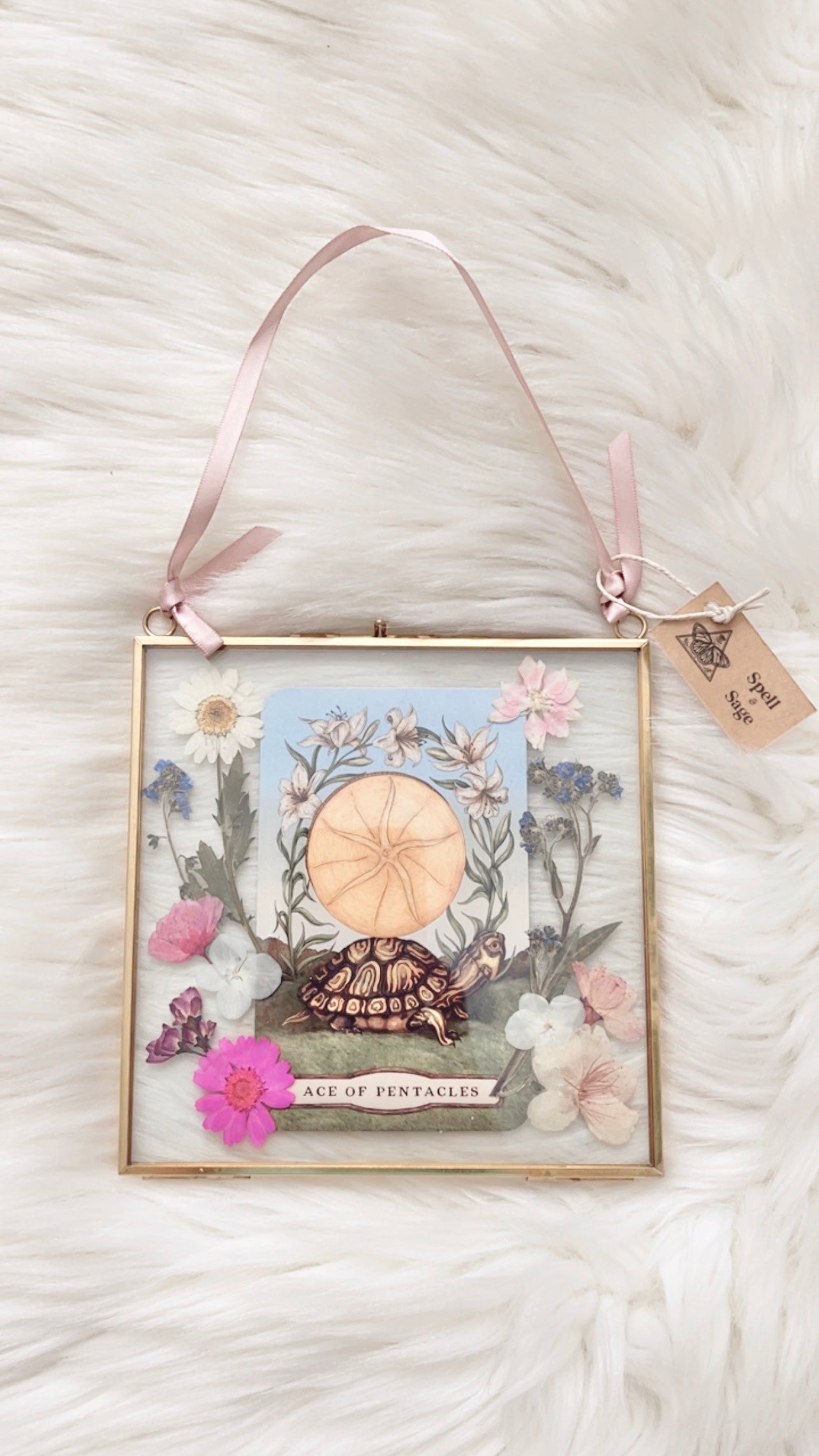 Ace of Pentacles Tarot Floral Frame