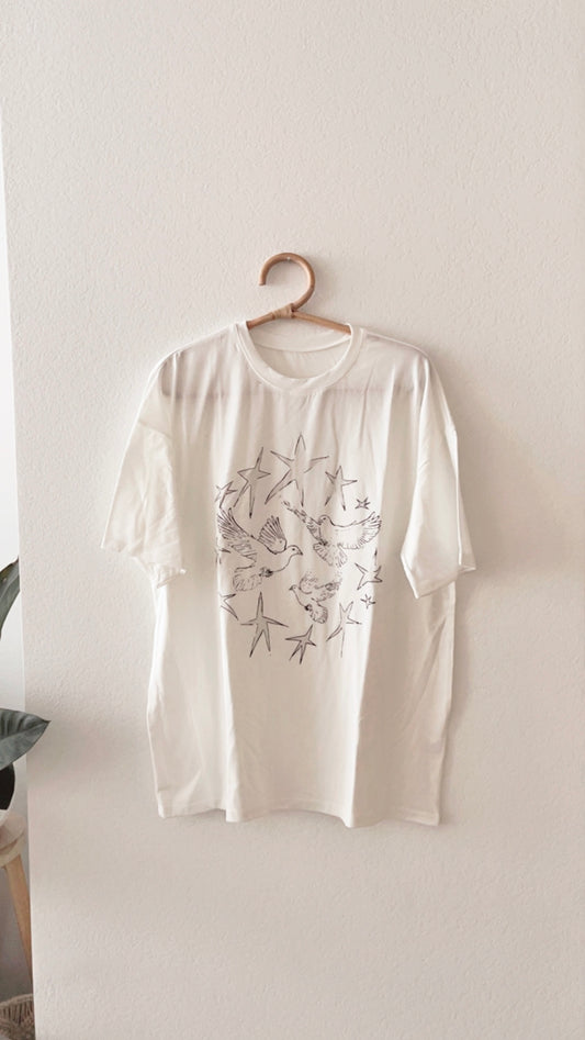NWOT Bird Star Print Tee (LARGE)