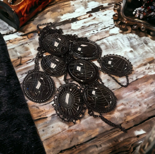 Black Spider Web Cabochon - Large