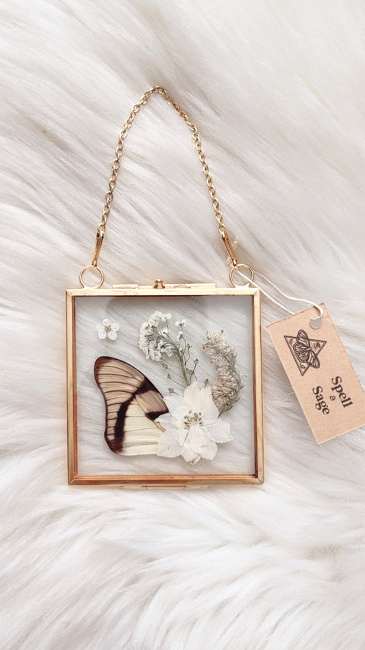 Ebony Butterfly Floral Frame <3x3in>