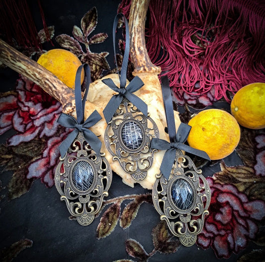 Real Spiderweb Filigree Ornament - Antique Bronze