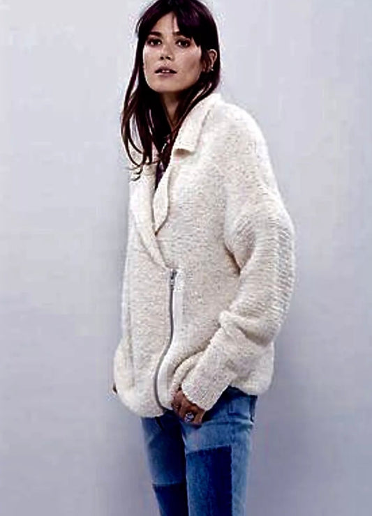 EUC Free People Fuzzy Moto Jacket (MEDIUM)