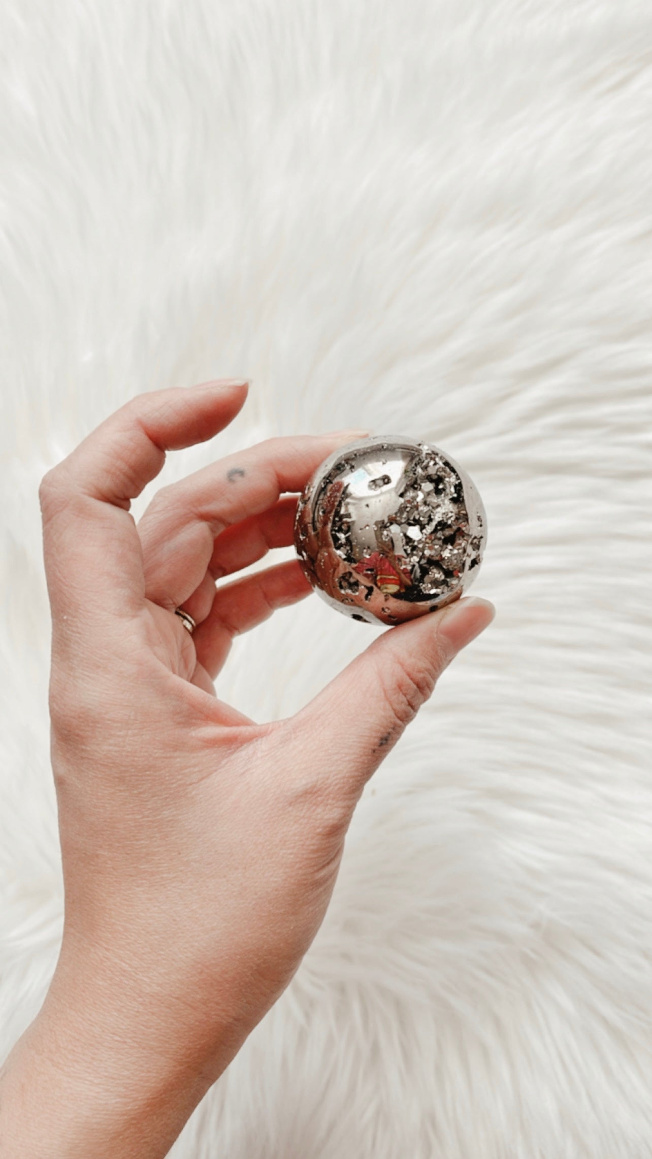 Natural Druzy Pyrite Sphere Ball