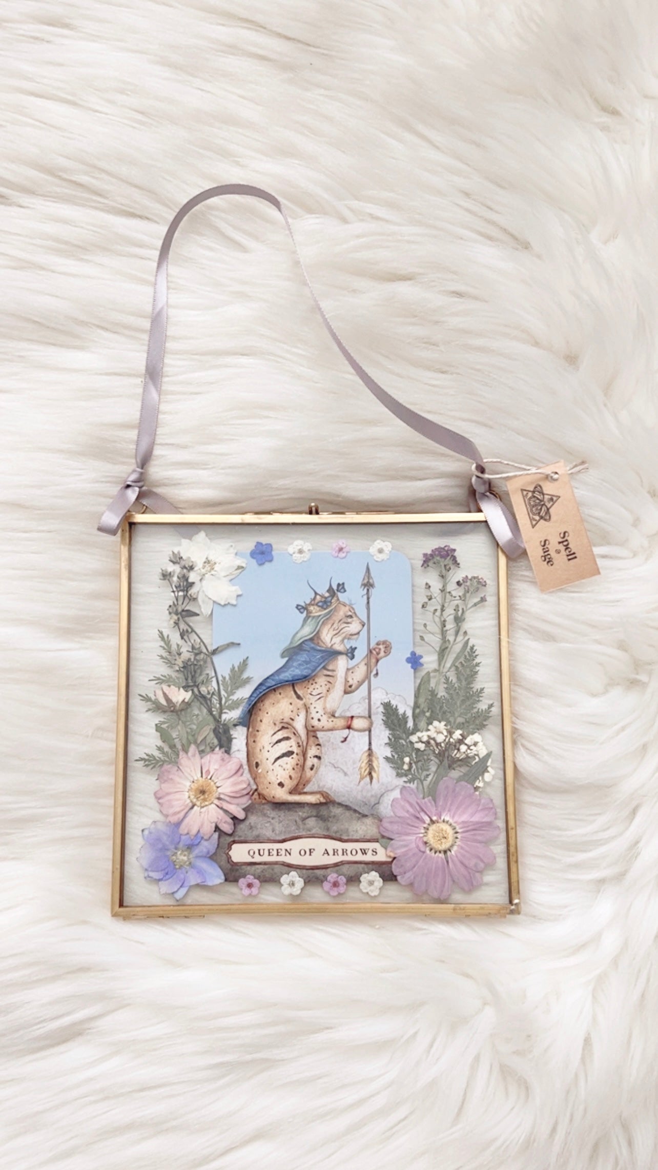 Queen of Arrows Tarot Floral Frame