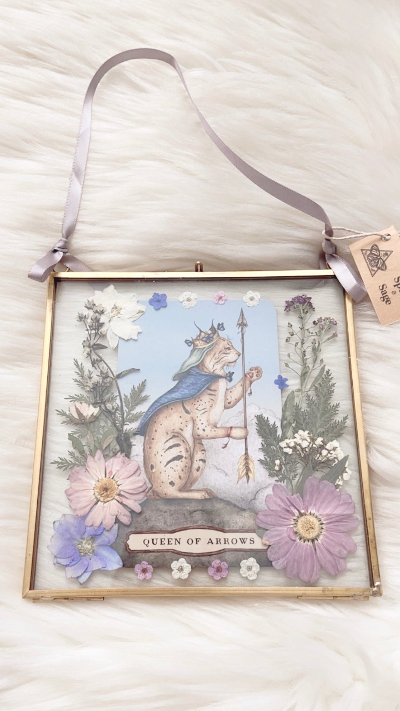 Queen of Arrows Tarot Floral Frame