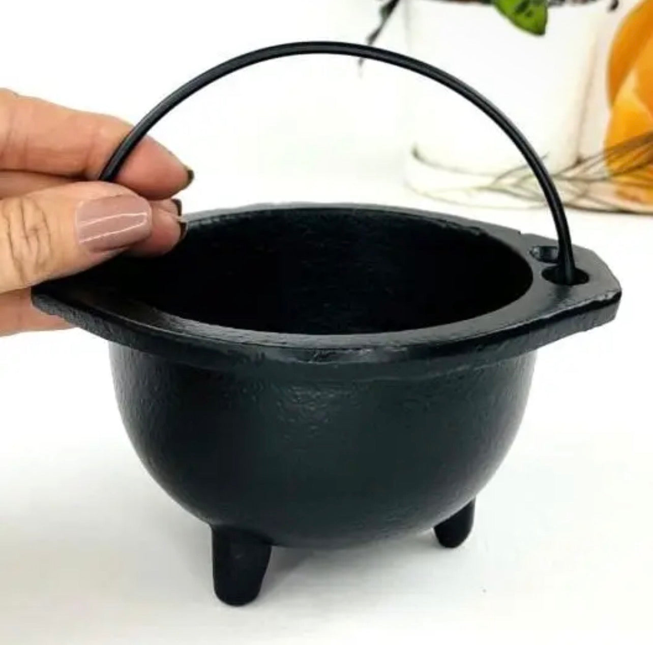 Large Black Cauldron with Handles