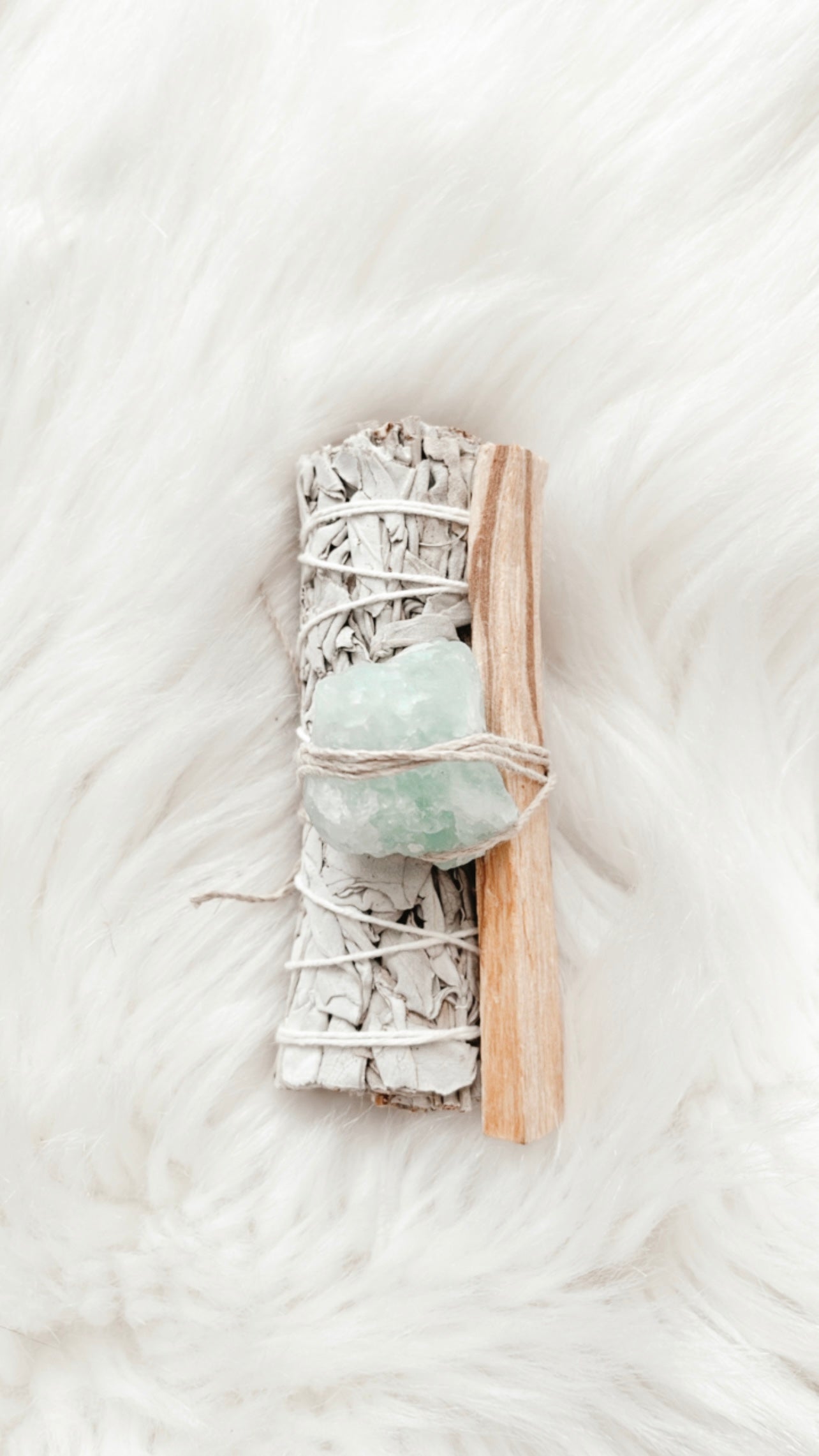 White Sage with Green Calcite
