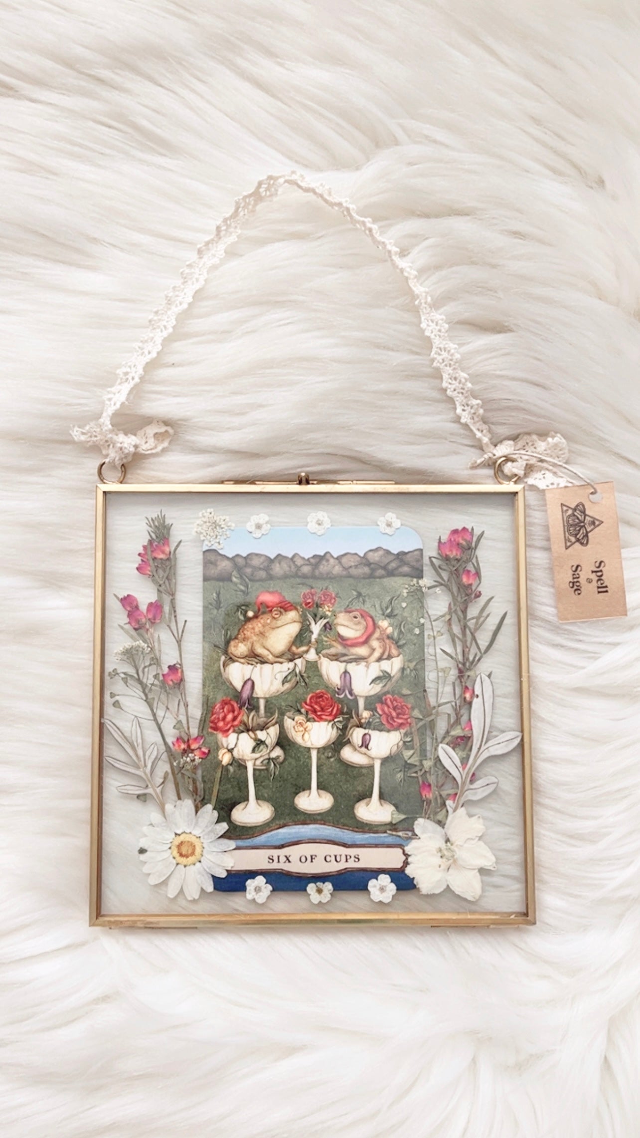 Six of Cups Tarot Floral Frame