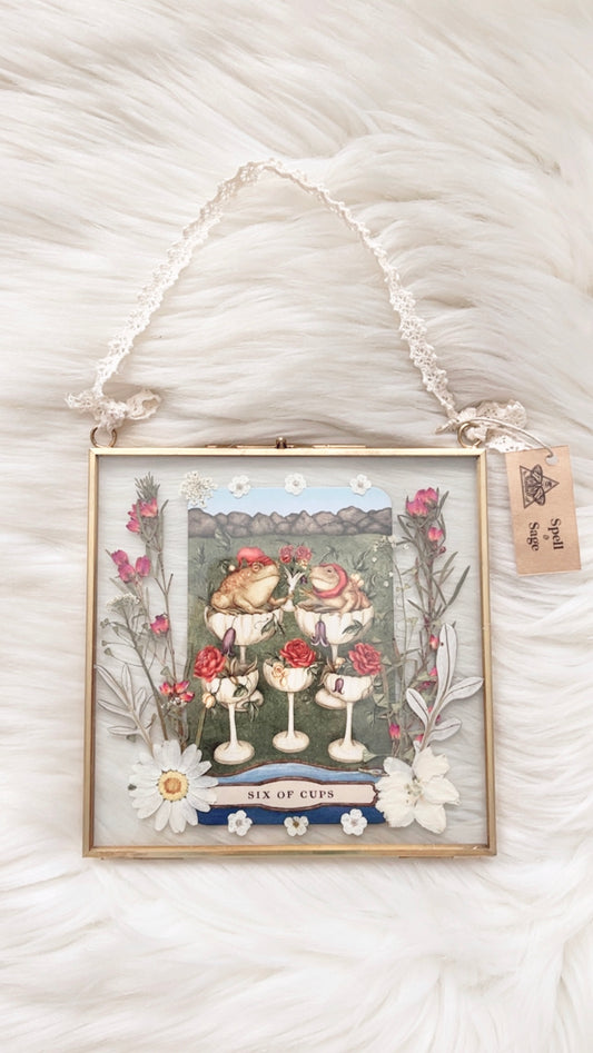 Six of Cups Tarot Floral Frame