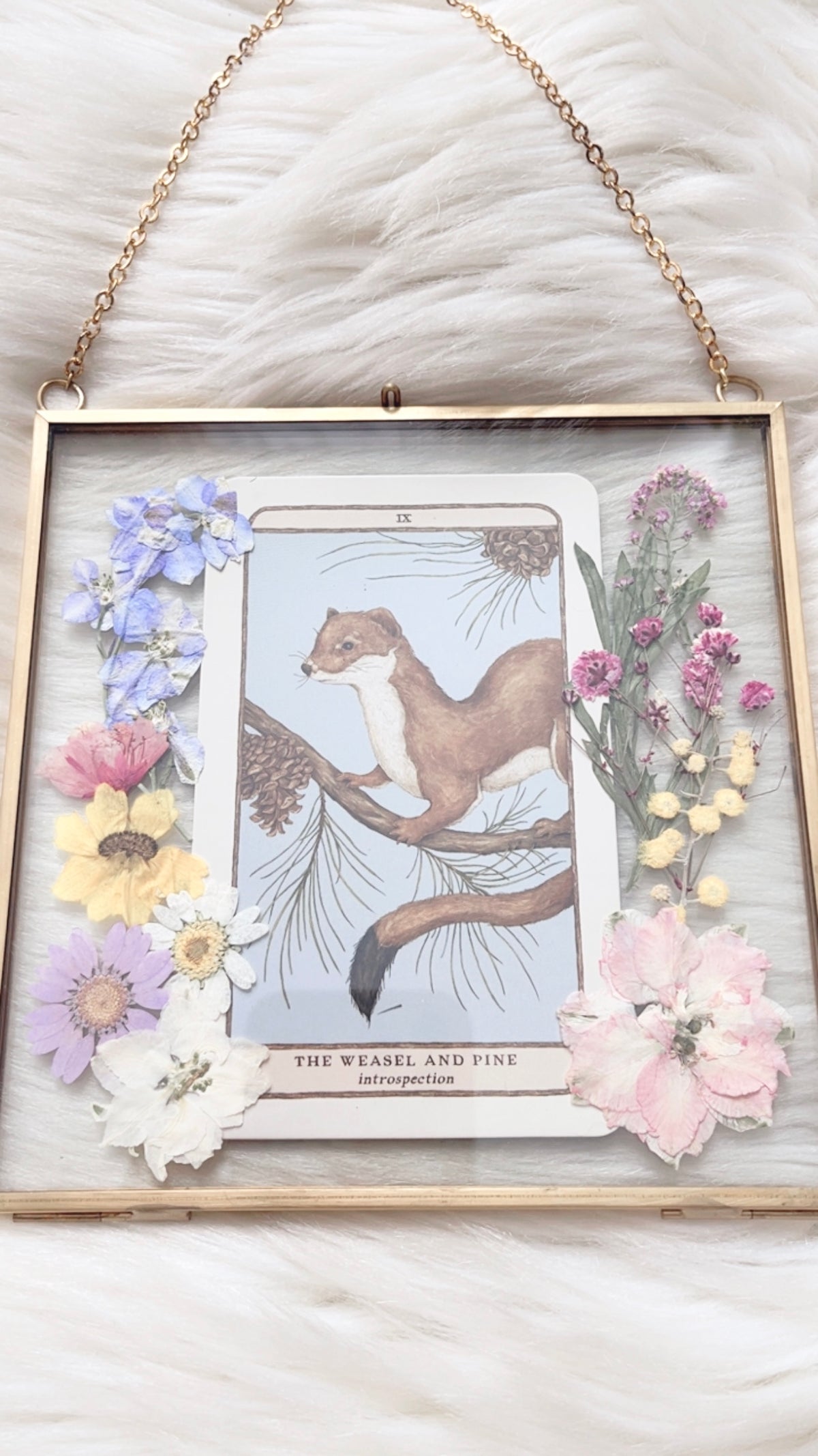 The Weasel and Pine Oracle Floral Frame