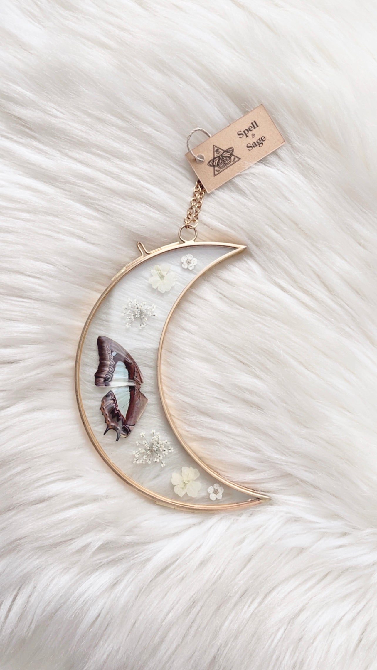 Violet Butterfly Moon Floral Frame <5.5in>